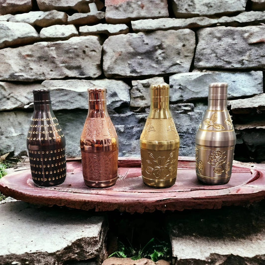 BRAND NEW: NW/024 - Set Of 4 Brass Very Beautiful Engraved Mukhwas Bottles | KITCHENWARE | UTENSILS | HOME APPLIANCES