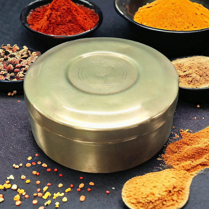 ORIGINAL ANTIQUE: AT/007 - Vintage Brass Masala Dabba / Spice Box | KITCHENWARE | UTENSILS | HOME APPLIANCES