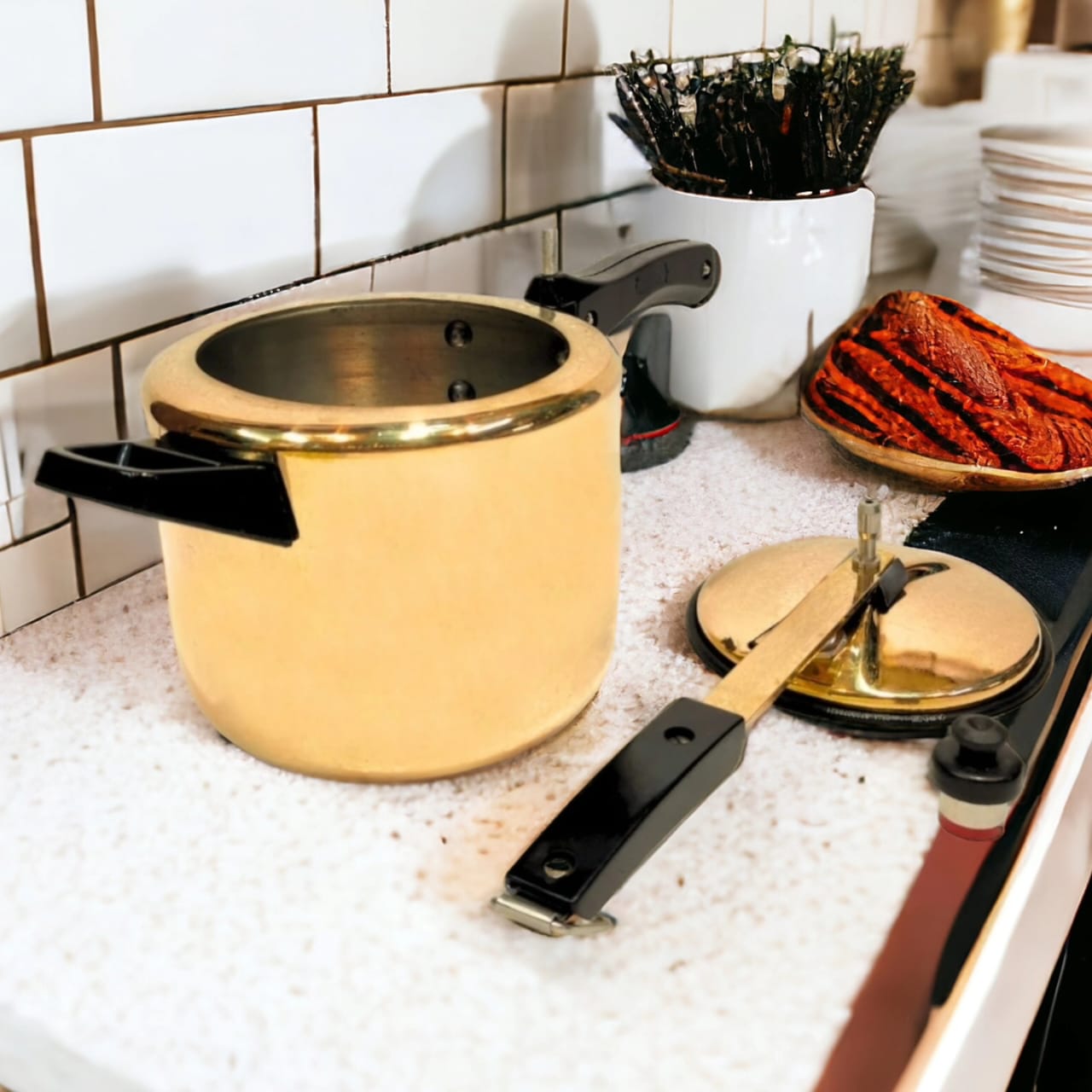 BRAND NEW: NW/016 - 100% Pure Brass Solid Cooker (3 Litre) with Tin Coating (Kalai) Inside | KITCHENWARE | UTENSILS | HOME APPLIANCES