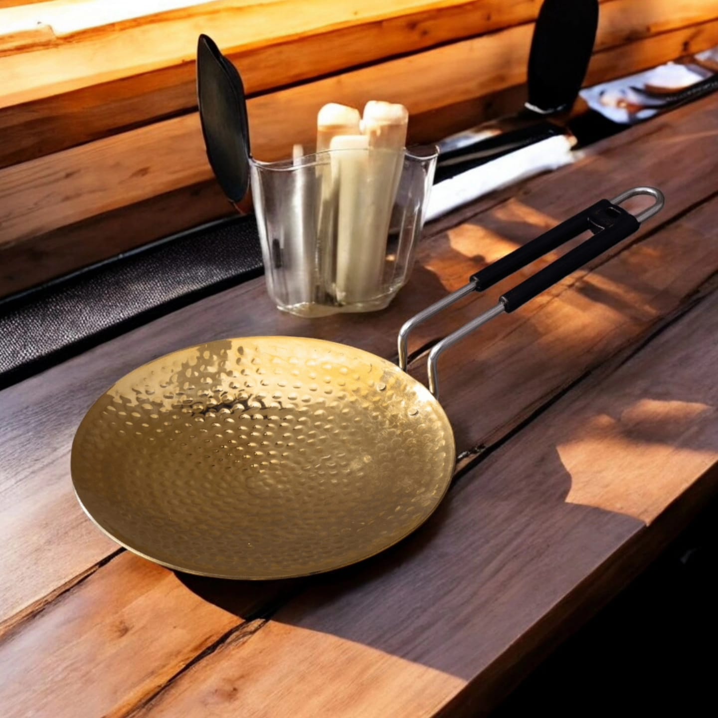 BRAND NEW: NW/037 - 100% Pure Brass Hammered Multipurpose Frying Pan | Roti Tawa | KITCHENWARE | UTENSILS | HOME APPLIANCES