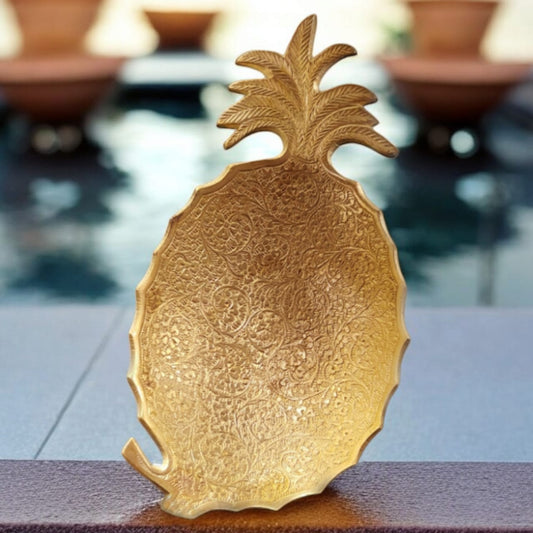ORIGINAL ANTIQUE: AT/136 - Vintage Brass Pineapple Shape Small Dish Serving Tray | KITCHENWARE | UTENSILS | HOME APPLIANCES