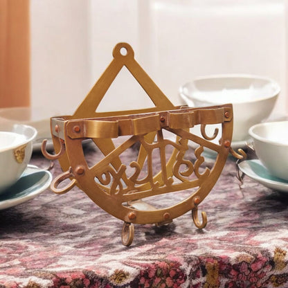 OT/10 - Vintage Brass "JaiHind" Plates & Spoon OR Cup & Saucer Stand | Cutlery Holder | KITCHENWARE | UTENSILS | HOME APPLIANCES
