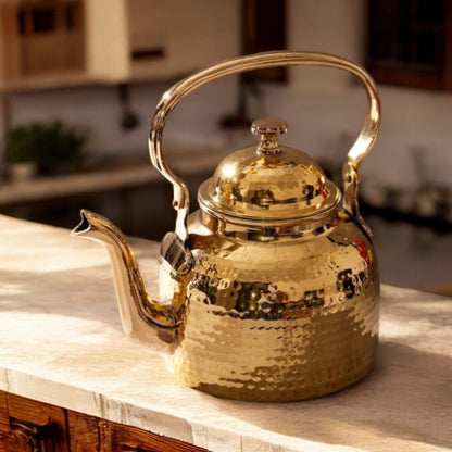 BN/015 | 100% Pure Brass Vintage Style Beautifully Hammered Tea Kettle