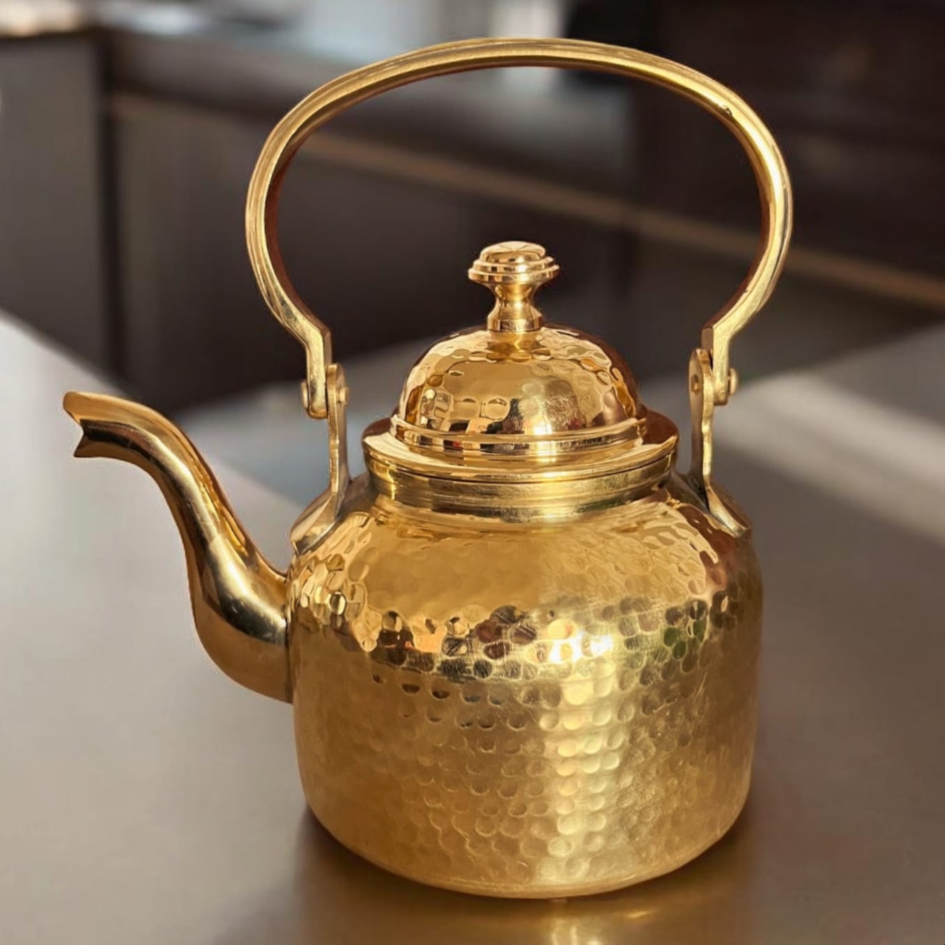 BRAND NEW: NW/015 - 100% Pure Brass Vintage Style Beautifully Hammered Tea Kettle | KITCHENWARE | UTENSILS | HOME APPLIANCES