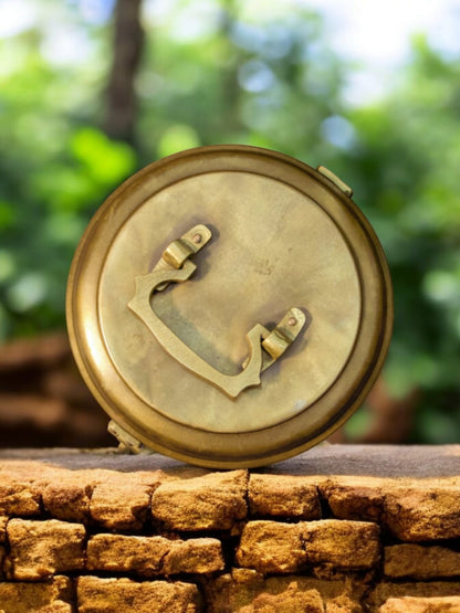 CSB/11 - Vintage Brass Solid Cylindrical Lockable Box With Handle | KITCHENWARE | UTENSILS | HOME APPLIANCES