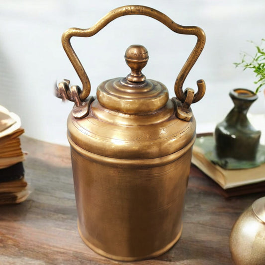 ORIGINAL ANTIQUE: AT/035 - Vintage Pure Brass Very Beautiful Shape Oil - Ghee - Milk Can | KITCHENWARE | UTENSILS | HOME APPLIANCES