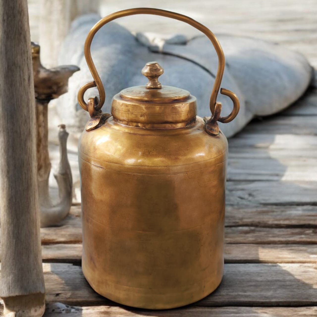 OGMC/19 - Vintage Pure Brass Very Beautiful Shape Oil - Ghee - Milk Can | KITCHENWARE | UTENSILS | HOME APPLIANCES