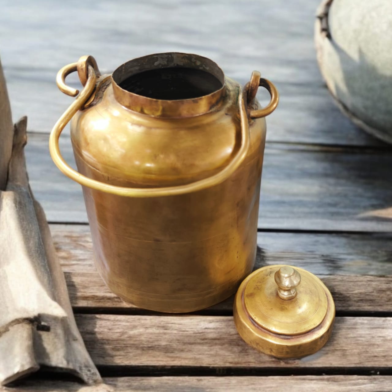 OGMC/19 - Vintage Pure Brass Very Beautiful Shape Oil - Ghee - Milk Can | KITCHENWARE | UTENSILS | HOME APPLIANCES