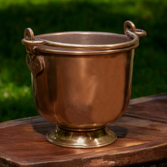 ORIGINAL ANTIQUE: AT/007 - Vintage Pure Brass Balti with Swing Handle | Ice Bucket | KITCHENWARE | UTENSILS | HOME APPLIANCES