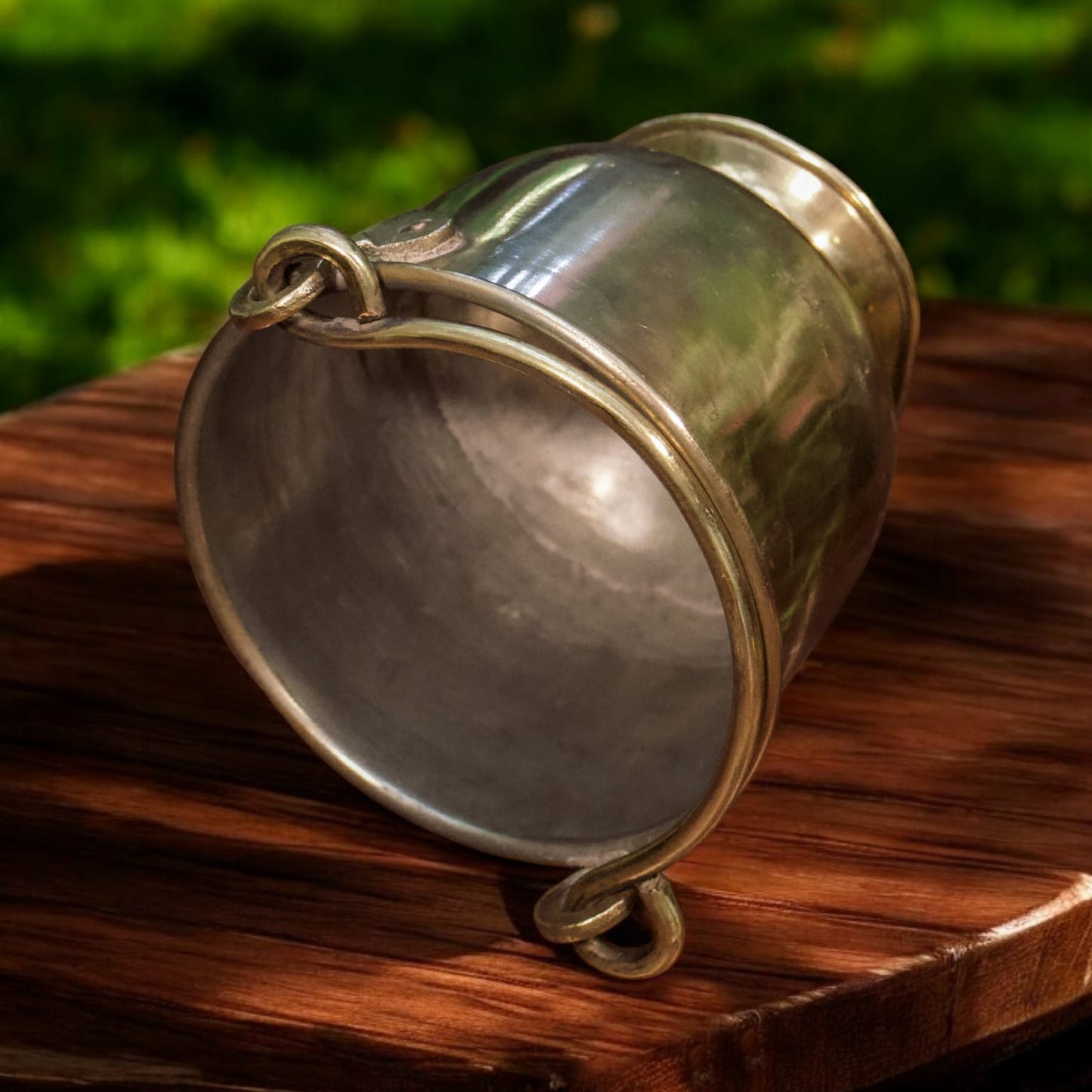 ORIGINAL ANTIQUE: AT/007 - Vintage Pure Brass Balti with Swing Handle | Ice Bucket | KITCHENWARE | UTENSILS | HOME APPLIANCES