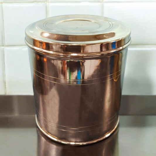 ORIGINAL ANTIQUE: AT/072 - Original Vintage Pure Brass Big Size Cylindrical Storage Container | KITCHENWARE | UTENSILS | HOME APPLIANCES