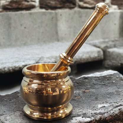 100% Pure Brass Solid Elephant Head Shape Mortar And Pestle traditionally known as "Khalbatta" & "Hamam Dasta" | NW/011-1