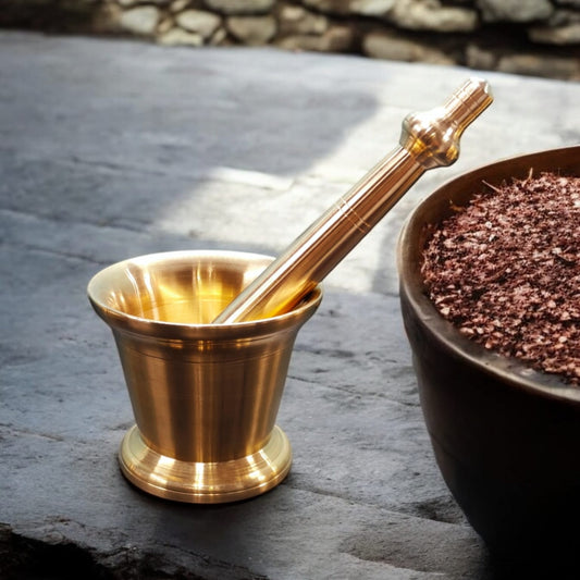 BRAND NEW: NW/030 - 100% Pure Brass Very Beautiful Shape Solid Mortar And Pestle traditionally known as "Khalbatta" & "Hamam Dasta" | KITCHENWARE | UTENSILS | HOME APPLIANCES