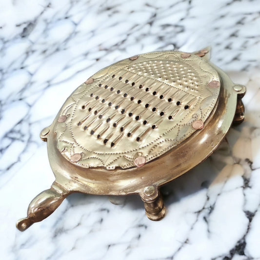 ORIGINAL ANTIQUE: AT/122 - Rare Vintage Pure Brass Tortoise Shaped Grater | KITCHENWARE | UTENSILS | HOME APPLIANCES