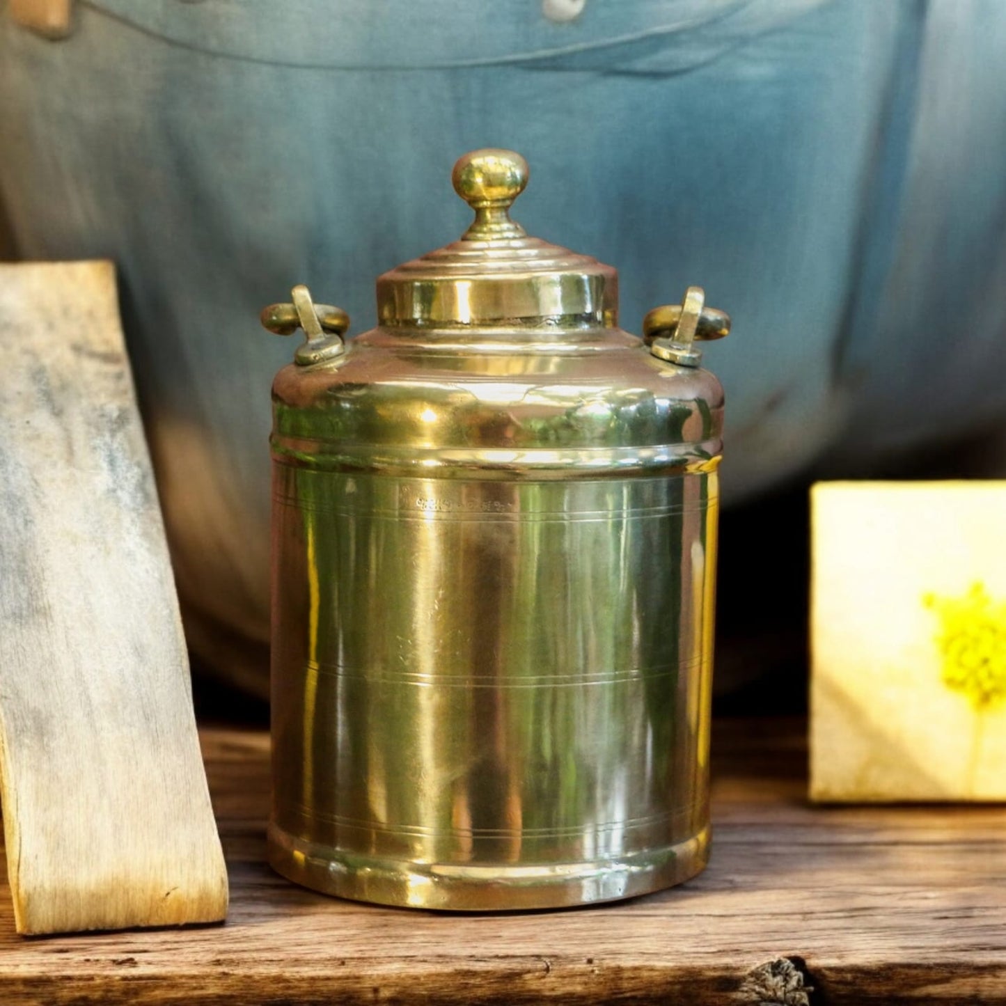 ORIGINAL ANTIQUE: AT/051 - Vintage Pure Brass Very Beautiful Shape Original Oil - Ghee - Milk Can | KITCHENWARE | UTENSILS | HOME APPLIANCES