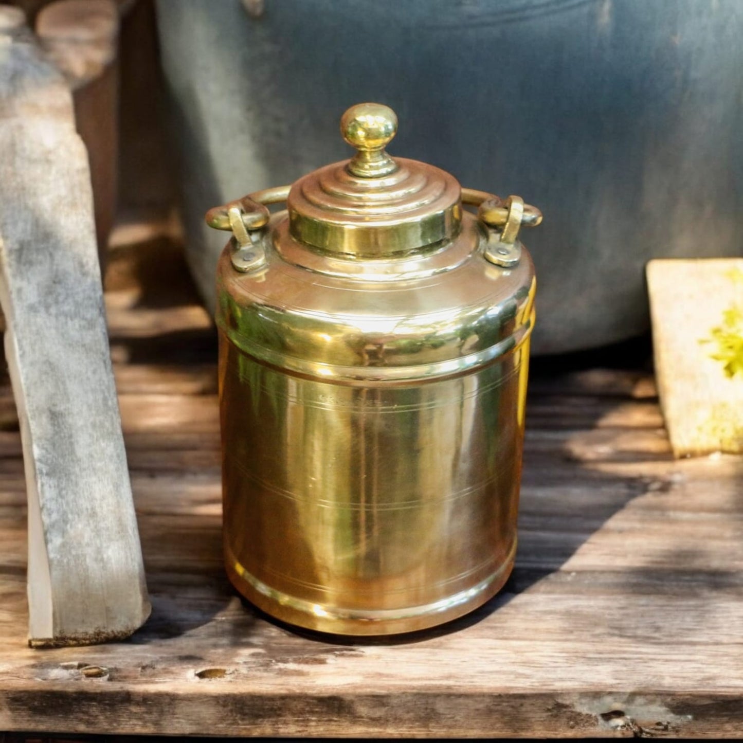 ORIGINAL ANTIQUE: AT/051 - Vintage Pure Brass Very Beautiful Shape Original Oil - Ghee - Milk Can | KITCHENWARE | UTENSILS | HOME APPLIANCES