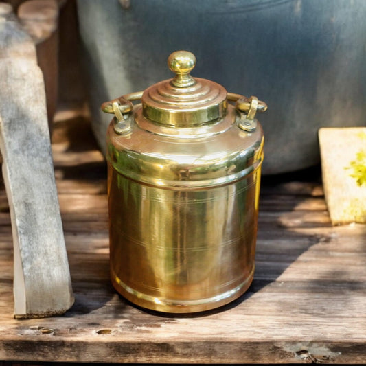 ORIGINAL ANTIQUE: AT/051 - Vintage Pure Brass Very Beautiful Shape Original Oil - Ghee - Milk Can | KITCHENWARE | UTENSILS | HOME APPLIANCES