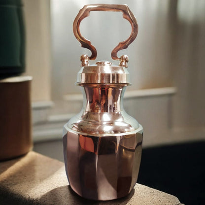 K/05 - Rare Pure Brass Very Beautiful Cylindrical Shape Vintage Look Gangajal Lota with Glass inside in a Glossy finish traditionally known as "KAMANDAL" | KITCHENWARE | UTENSILS | HOME APPLIANCES