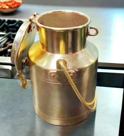 RA/010 | Vintage Old Fashioned Pure Brass/Pital Milk Can - 1 Ltr / Oil / Ghee storage Container (Antiques)