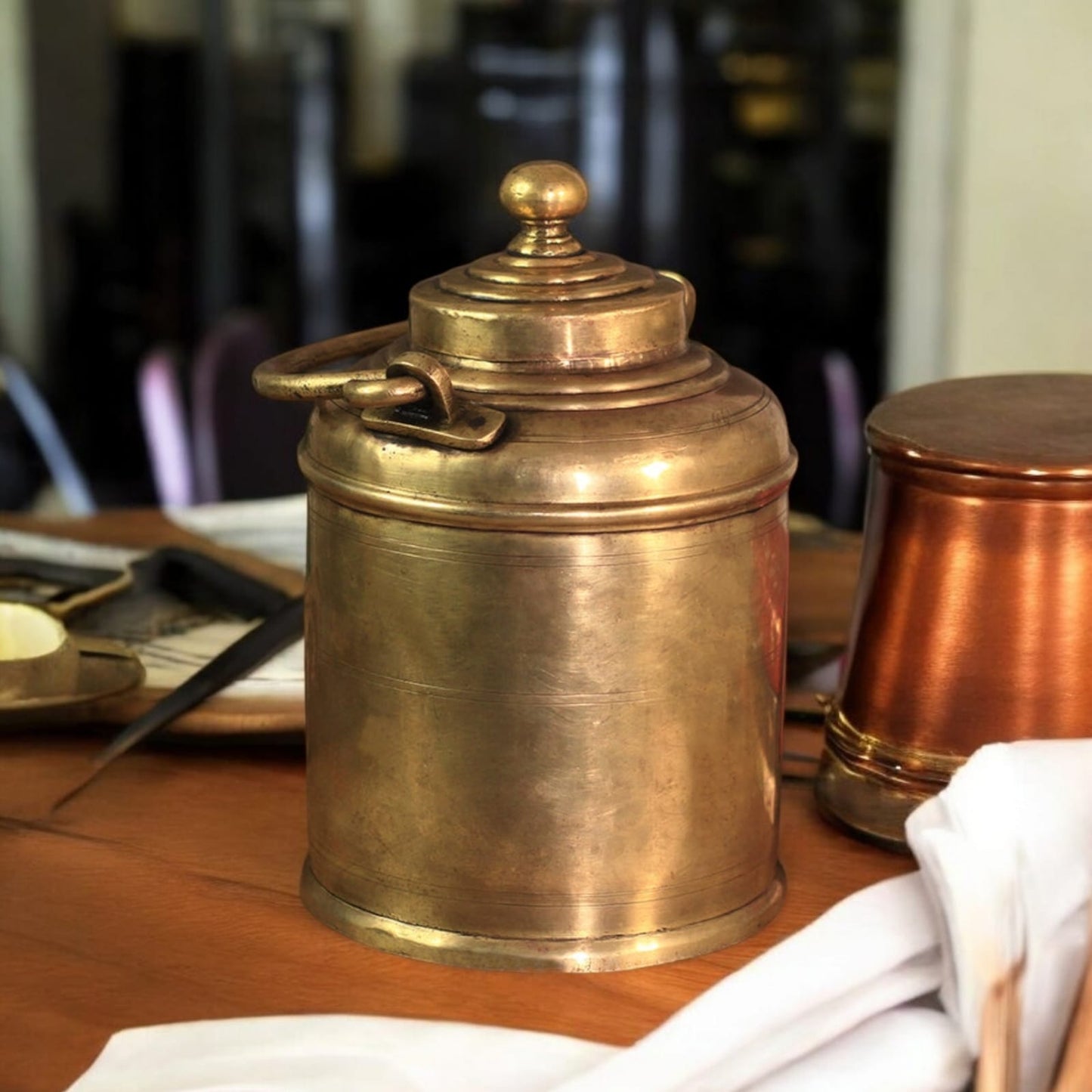 OGMC/17 - Vintage Pure Brass Very Beautiful Shape Oil - Ghee - Milk Can | KITCHENWARE | UTENSILS | HOME APPLIANCES