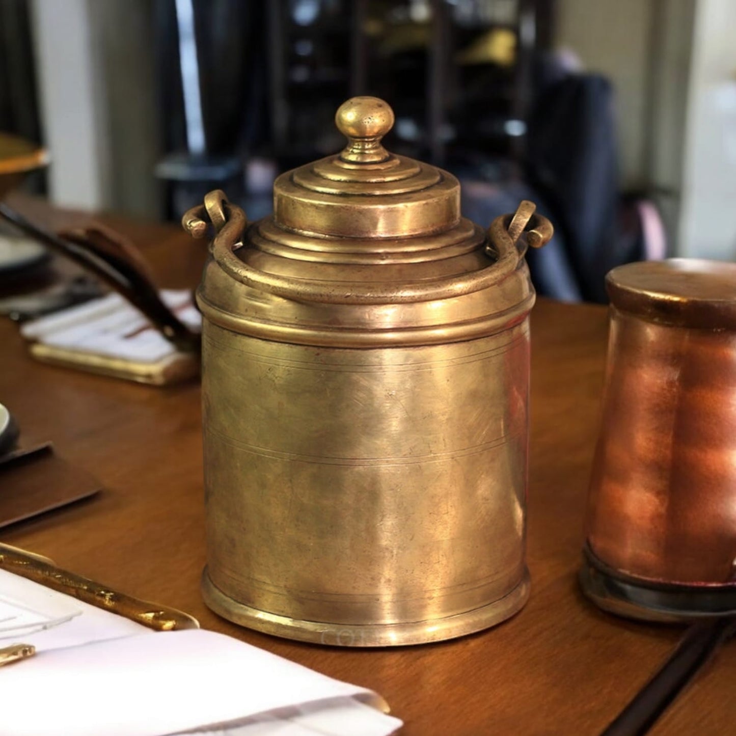 OGMC/17 - Vintage Pure Brass Very Beautiful Shape Oil - Ghee - Milk Can | KITCHENWARE | UTENSILS | HOME APPLIANCES