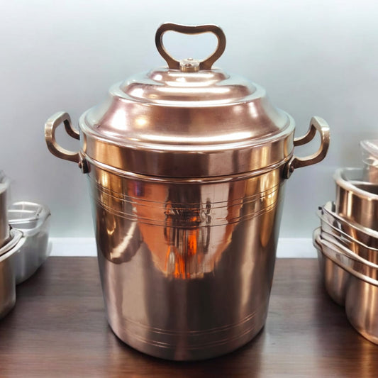 ORIGINAL ANTIQUE: AT/159 - Big Size Pure Brass Original Vintage Storage Container With Strong Handles & Lid | KITCHENWARE | UTENSILS | HOME APPLIANCES