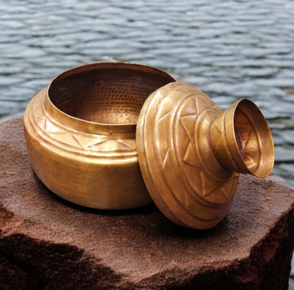 ORIGINAL ANTIQUE: AT/019 - Vintage Rare Pure Brass Beautiful Shape Grain | Rice | Chapati | Multi Purpose Pot | Storage Box | KITCHENWARE | UTENSILS | HOME APPLIANCES