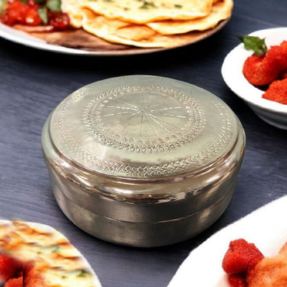 RA/201 | Vintage Brass Very Beautifully Engraved Roti Dabba | Chapati Box