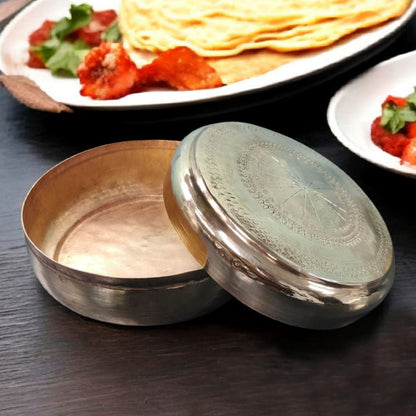 RA/201 | Vintage Brass Very Beautifully Engraved Roti Dabba | Chapati Box