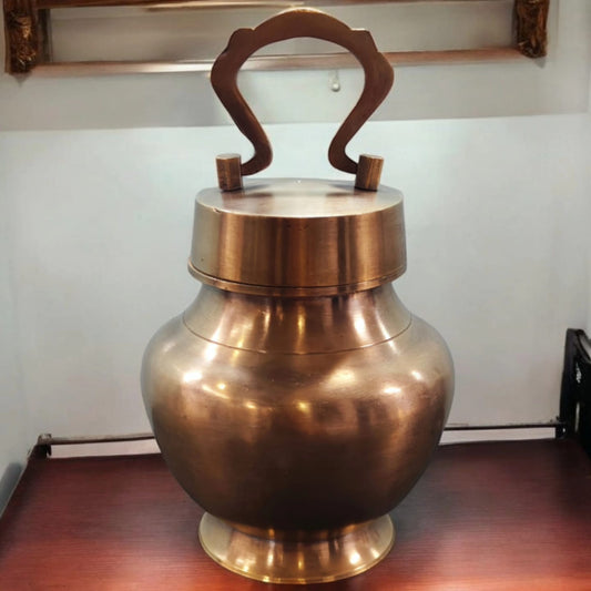 ORIGINAL ANTIQUE: AT/107 - Vintage Rare Pure Brass Great Quality Kamandal with A Glass inside | KITCHENWARE | UTENSILS | HOME APPLIANCES