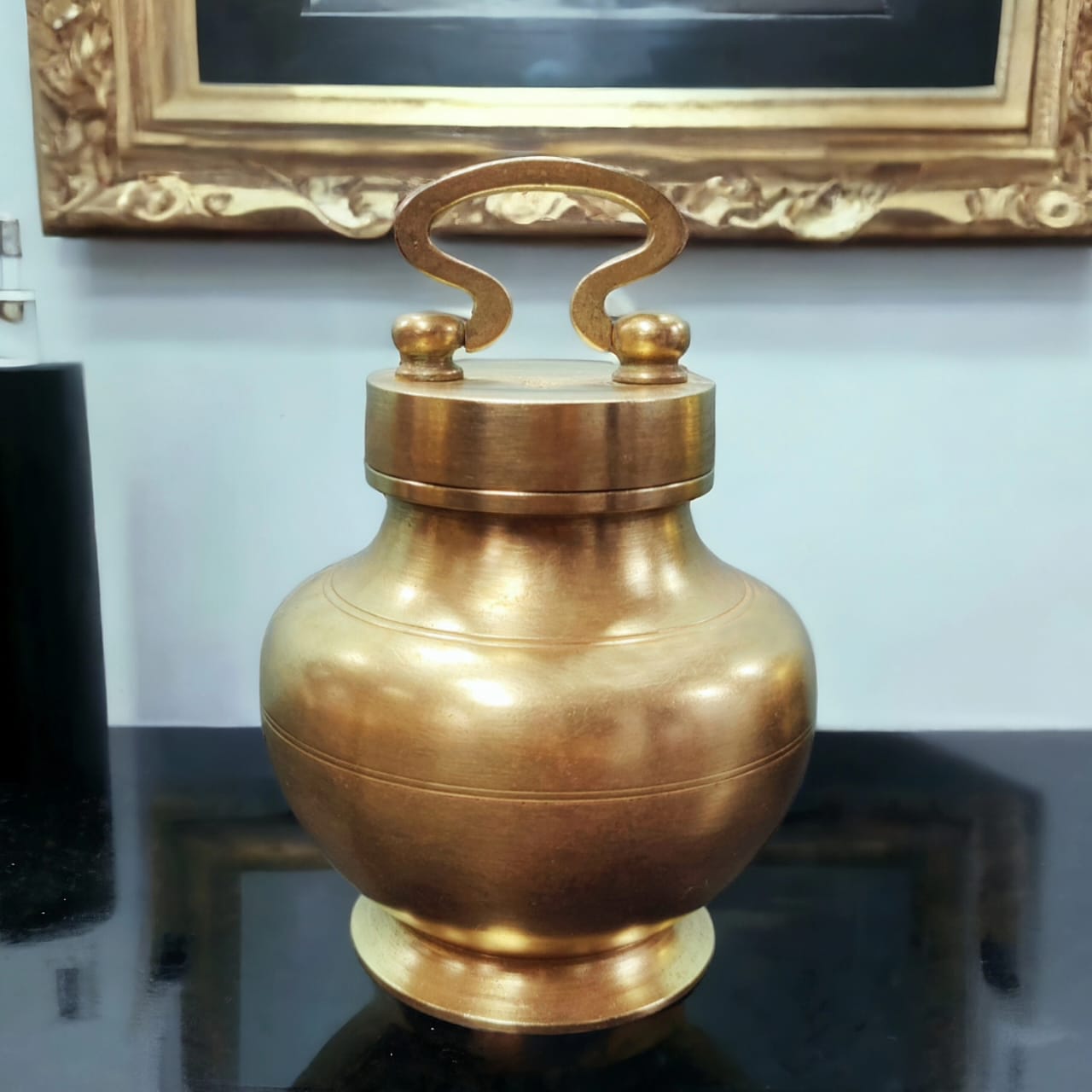 RA/108 | Antique Brass/Pital Ganga Jal Lota With Lid Traditionally know as "Kamandal" (Antiques)