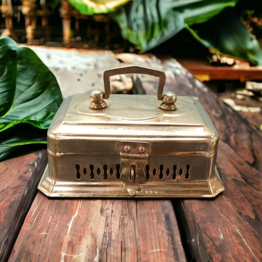 ORIGINAL ANTIQUE: AT/152 - Rare Vintage Pure Brass Paan daan - Betel Nut Supari Box | KITCHENWARE | UTENSILS | HOME APPLIANCES
