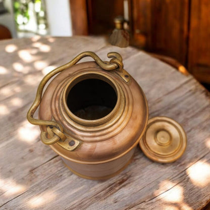 RA/158 | 100% Pure Brass Vintage Air Tight Unique Shape Milk / Ghee / Oil Canister