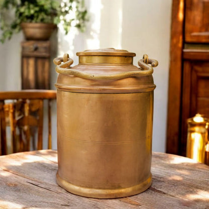 RA/158 | 100% Pure Brass Vintage Air Tight Unique Shape Milk / Ghee / Oil Canister