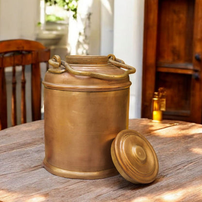 RA/158 | 100% Pure Brass Vintage Air Tight Unique Shape Milk / Ghee / Oil Canister