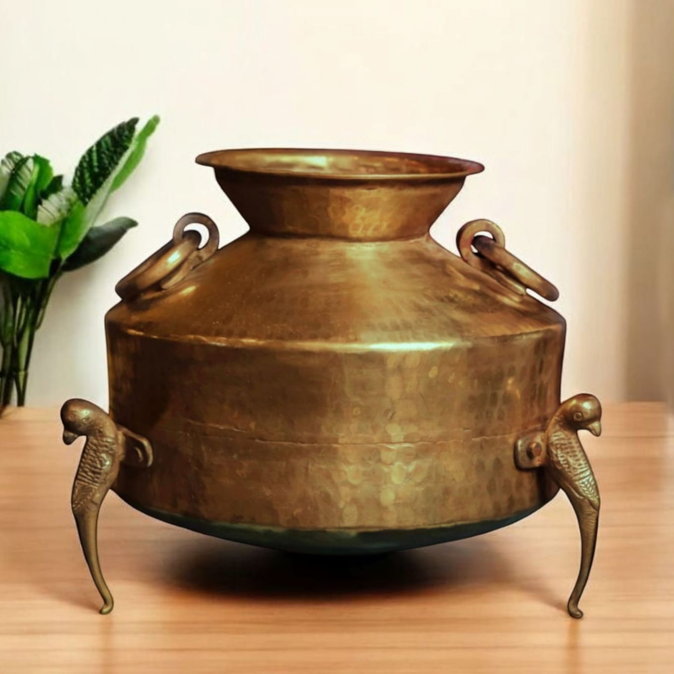 PPL/09 - Vintage Rare Pure Brass Very Beautiful Shape Big Size Water Pot on Parrot Legs with Handles | KITCHENWARE | UTENSILS | HOME APPLIANCES
