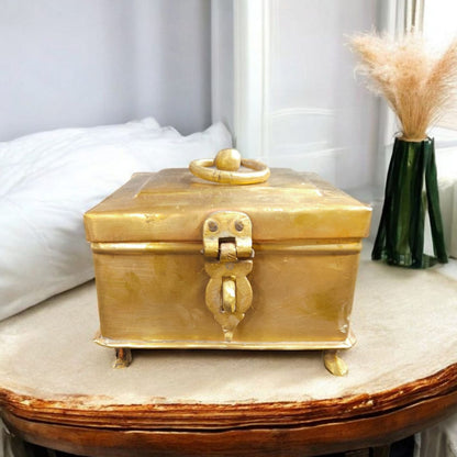 RA/206-B | Rare Vintage Square Shape Storage Box with 4 Compartments & Lock System