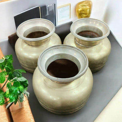 RA/209 | For German Silver Lovers SET OF 3 - Original Antique Beautiful Shape German Silver Water Pot | Kalash