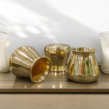 RA/214 | SET OF 3 - 100% Pure Brass Very Beautiful Unique Shape Vinatge Water Pot | Kalash | Tumbler
