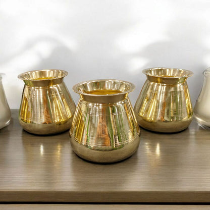 RA/214 | SET OF 3 - 100% Pure Brass Very Beautiful Unique Shape Vinatge Water Pot | Kalash | Tumbler