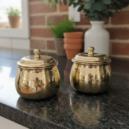 Set of 2 - Pure Brass Small Size Airtight Storage Boxes | NW/002
