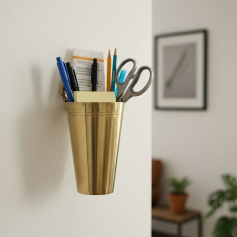 OT/09 - Rare Vintage 100% Pure Brass Wall-Mounted Glass Holder | KITCHENWARE | UTENSILS | HOME APPLIANCES