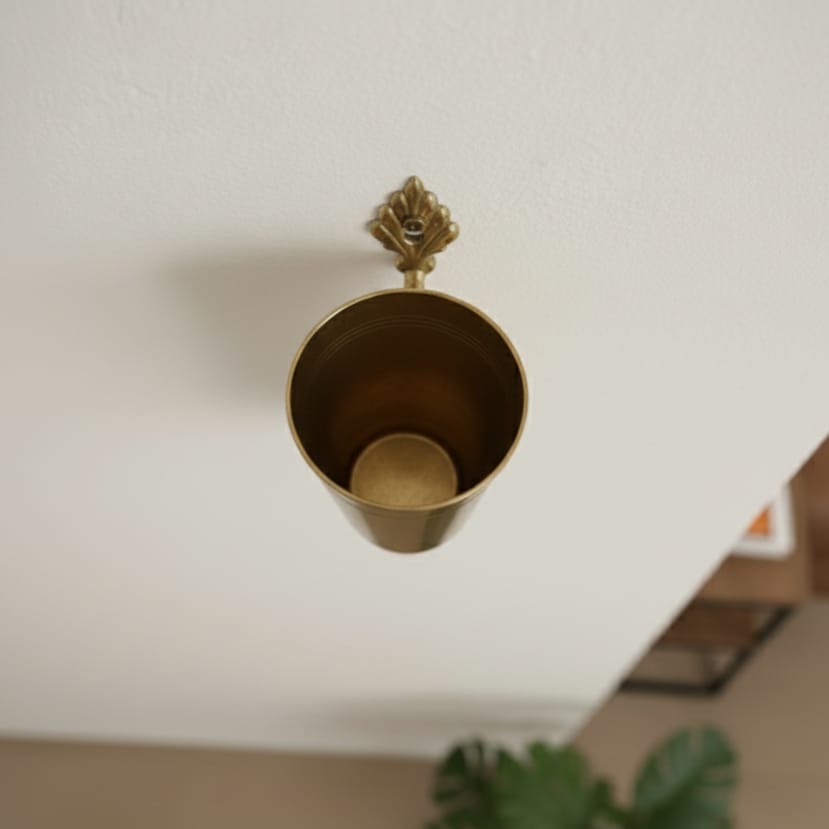 OT/09 - Rare Vintage 100% Pure Brass Wall-Mounted Glass Holder | KITCHENWARE | UTENSILS | HOME APPLIANCES