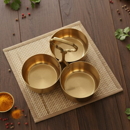 ORIGINAL ANTIQUE: AT/068 - SET OF 3 - 100% Pure Brass Very Rare Vintage Serving Bowl Basket | KITCHENWARE | UTENSILS | HOME APPLIANCES