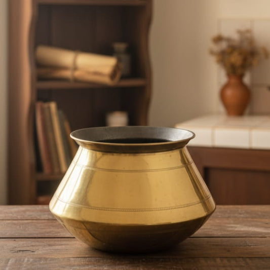 ORIGINAL ANTIQUE: AT/015 - 100% Pure Brass Vintage Pot | Cooking Vessel | KITCHENWARE | UTENSILS | HOME APPLIANCES