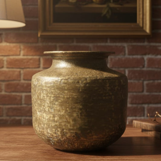 ORIGINAL ANTIQUE: AT/039 - Rare Vintage 100% Pure Brass Big Size Unique Shape Storage Pot | Vase | Planter | KITCHENWARE | UTENSILS | HOME APPLIANCES