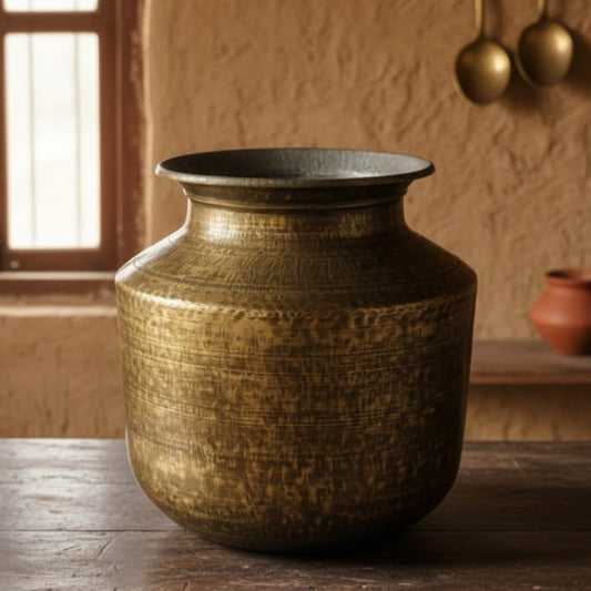 ORIGINAL ANTIQUE: AT/040 Rare Vintage 100% Pure Brass Big Size Unique Shape Storage Pot | Vase | Planter | KITCHENWARE | UTENSILS | HOME APPLIANCES