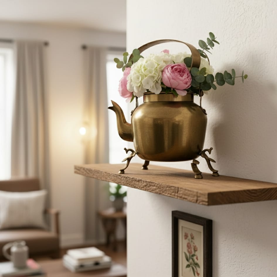 PPL/02 - Rare Vintage 100% Pure Brass Tea Kettle | Vase | Planter On Peacock Legs | KITCHENWARE | UTENSILS | HOME APPLIANCES