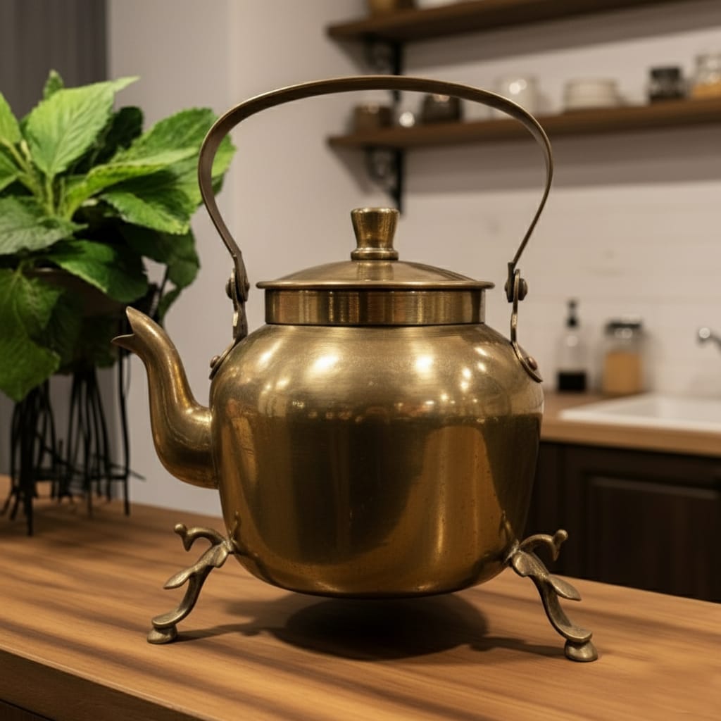 PPL/02 - Rare Vintage 100% Pure Brass Tea Kettle | Vase | Planter On Peacock Legs | KITCHENWARE | UTENSILS | HOME APPLIANCES