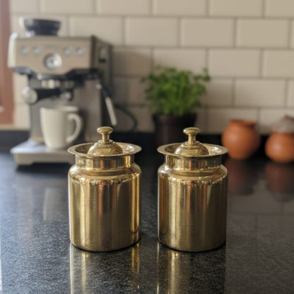 CSB/01 - Set of 2 - Pure Brass Small Size Storage Jars | KITCHENWARE | UTENSILS | HOME APPLIANCES